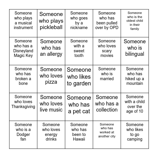 Community and Library Services Meet 'n' Greet Bingo Card