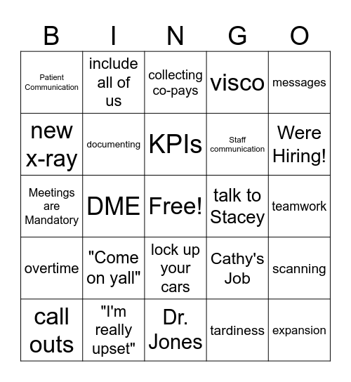 Meetings Bingo Card