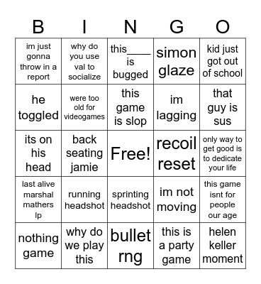 YAK Bingo Card