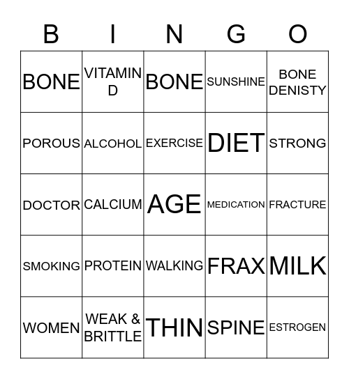 BONES Bingo Card