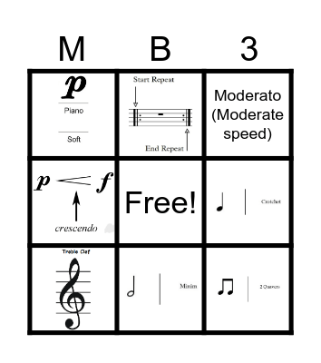 Music Bingo 3 Bingo Card