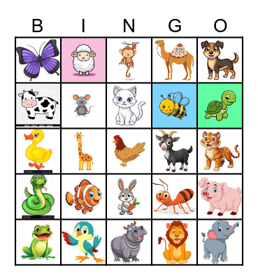 Animals Bingo Card