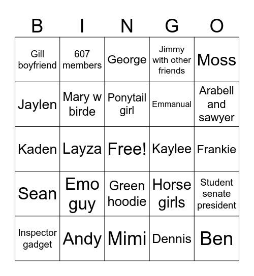 Ade bingo Card