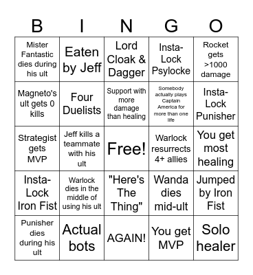 Rivals Bingo Card