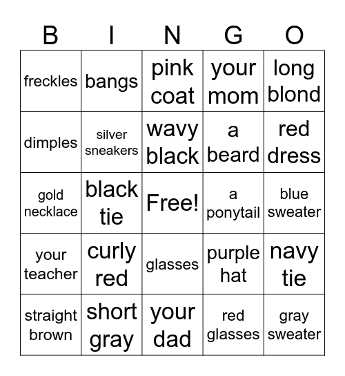 Boost Up 4 Unit 5:  Appearance Bingo Card