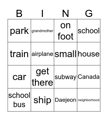 Unit 1 Bingo Card