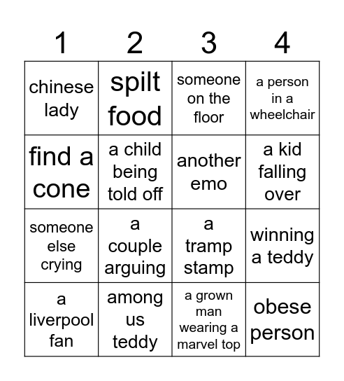 weymouth cuntssssssss Bingo Card