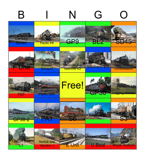 Railway Museums around North America- Past to the Present Bingo Card