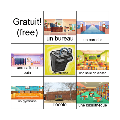 L'école - Les endroits Bingo Card