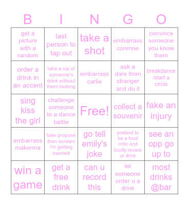 PCB TIKI BAR Bingo Card