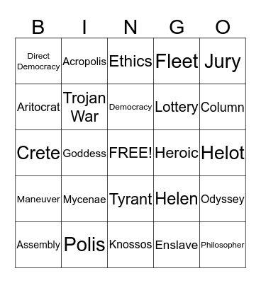 Chapter 6 Bingo Card