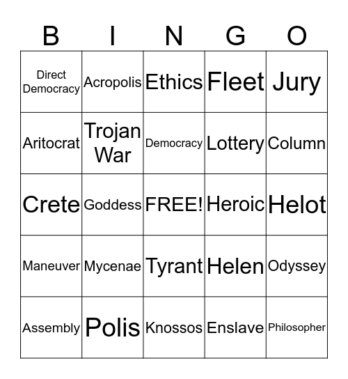 Chapter 6 Bingo Card