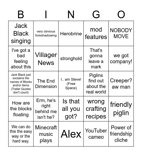 Minecraft Bingo Card