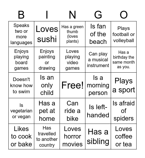 CLASSROOM BINGO Card