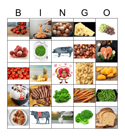 Types of Food Bingo Card