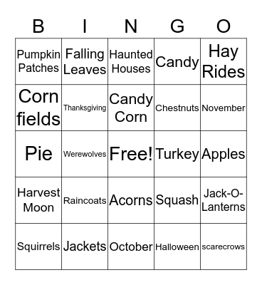 Fall Bingo Card