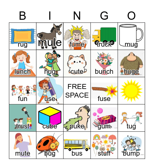 Long and Short U BINGO Card