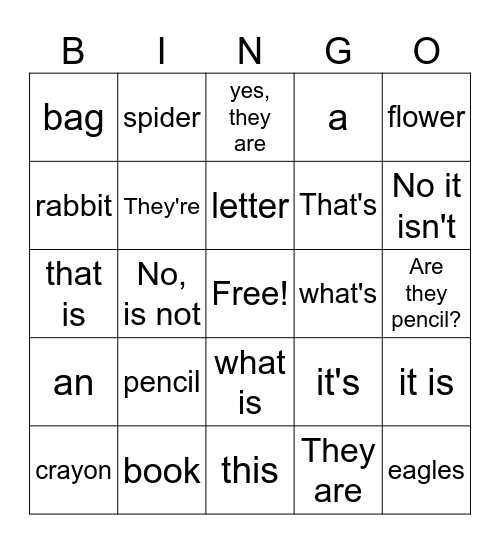 VA Class Bingo Card