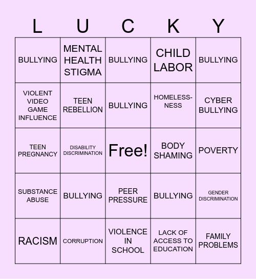 SOCIAL ISSUES Bingo Card