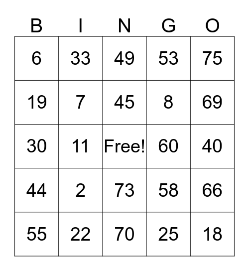 Girls Open Forum Bingo Card