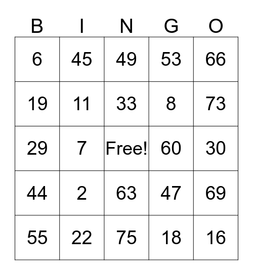 Girls Open Forum Bingo Card
