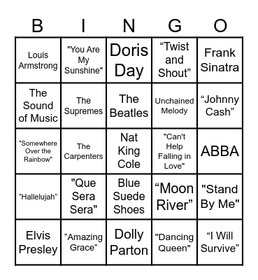 Music Bingo Card
