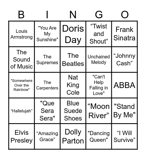 Music Bingo Card