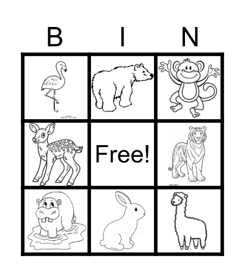 Hsinchu Zoo Animals Bingo Card