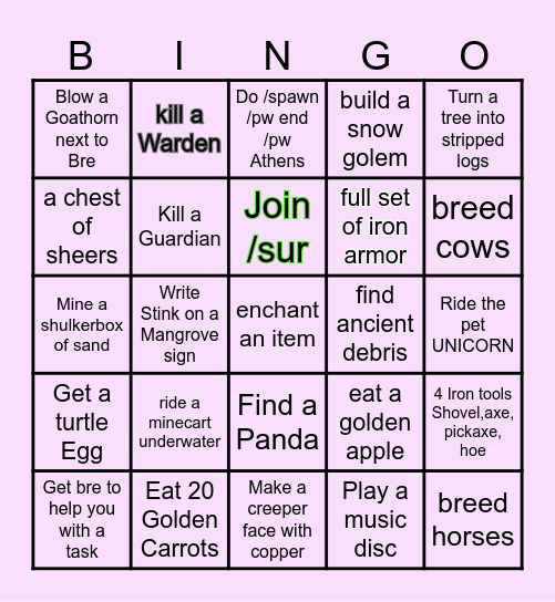 Advancious Bingo! Bingo Card