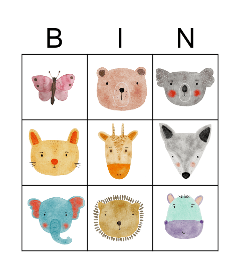 Animals Bingo Card
