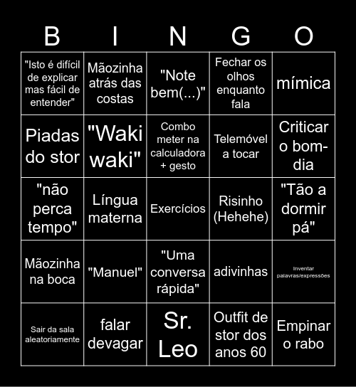 Matemática Bingo Card