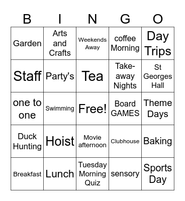 Staveley Bingo Card