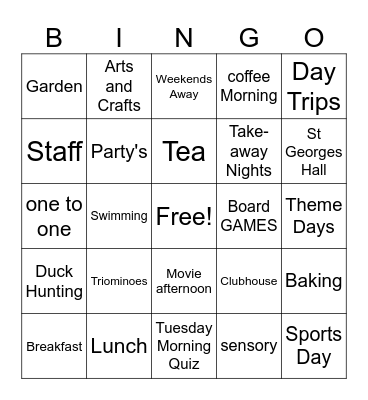 Staveley Bingo Card