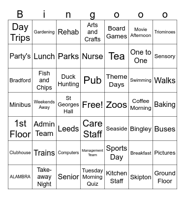 Staveley Bingo Card