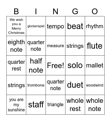 music bingo #2 Bingo Card