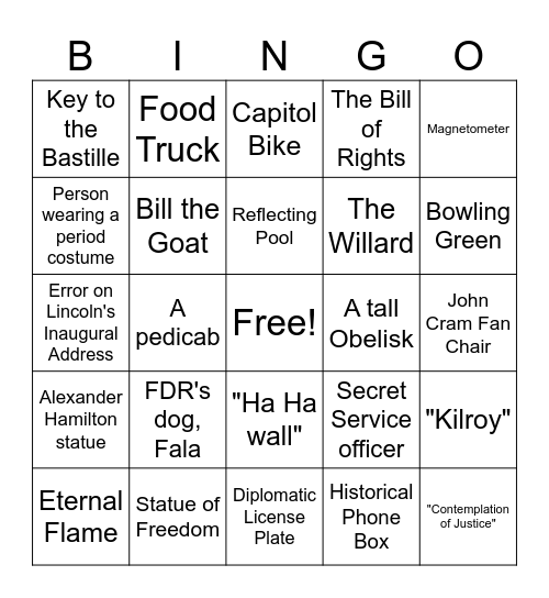 Holy Family/Washington DC Bingo Card