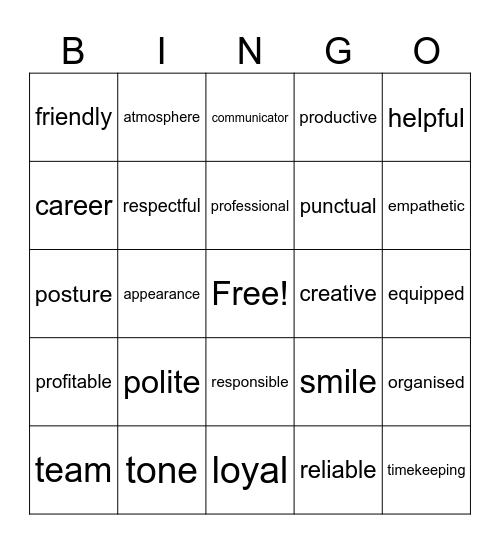 Hairdressing employability Bingo Card