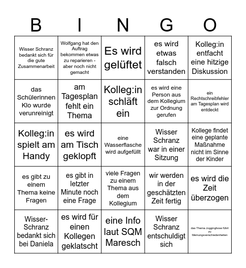 Konferenzbingo Card