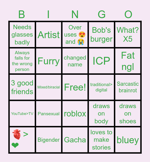 Alike me??? Bingo Card
