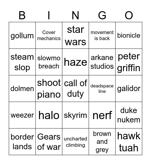 Oboeshoesgames stream Bingo Card