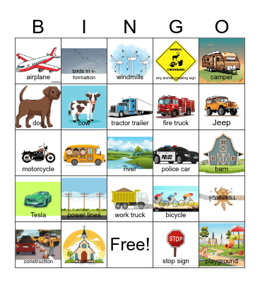 Road Trip Bingo Card