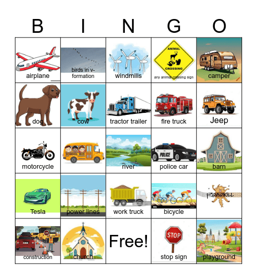 Road Trip Bingo Card