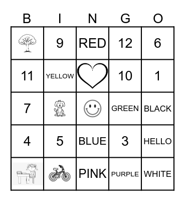 ENGLISH BINGO! Bingo Card