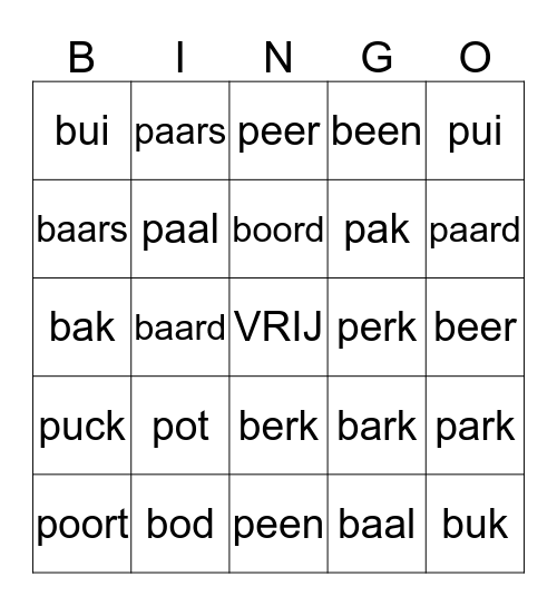 ISK-Bingo "P - B" Bingo Card