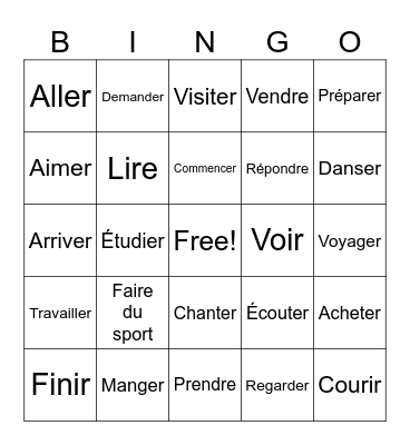 LE FUTUR PROCHE Bingo Card