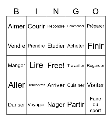 LE FUTUR PROCHE Bingo Card