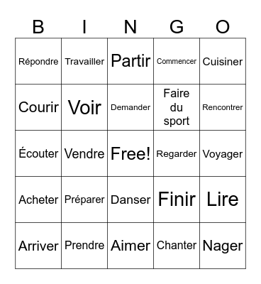 LE FUTUR PROCHE Bingo Card