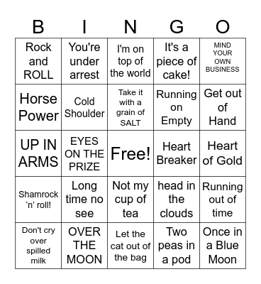 Brain Power TEASER Bingo Card