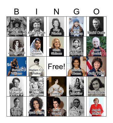 Women's History Month Bingo Card