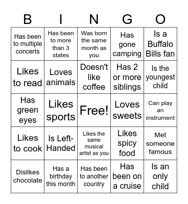 Find Someone Who... Bingo Card